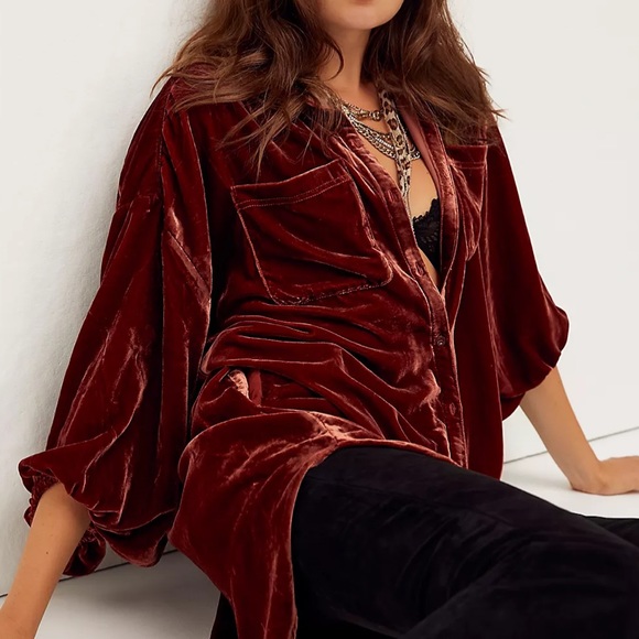 Free People Dresses & Skirts - Free People Lux Velvet Shirt Dress